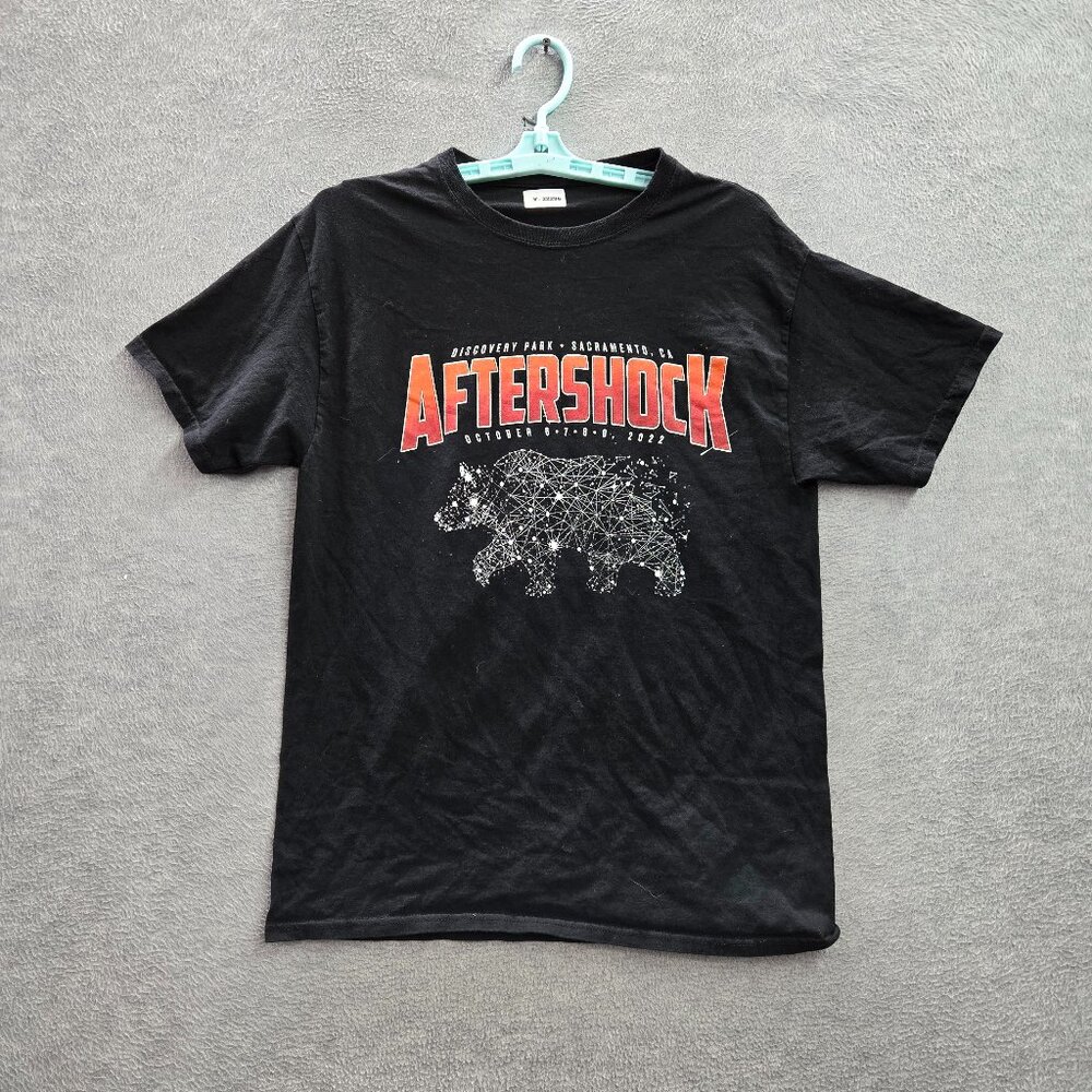 Aftershock Festival Men Shirt S Black Graphic Print Bear Band Tee 2022
